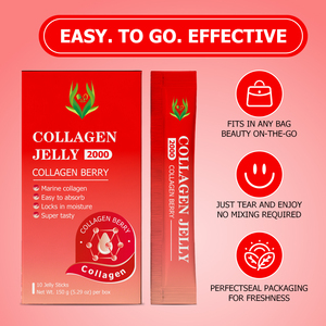 Formule de soin de la peau en gelée de collagène OEM ODM à marque privée avec collagène marin, facilement absorbable, aide à retenir l'humidité, en sticks. - Product Image 3