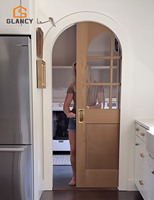 Portes coulissantes modernes en bois massif et verre, à cadre arqué, étanches, avec finition de surface pour armoires de cuisine de villas et appartements