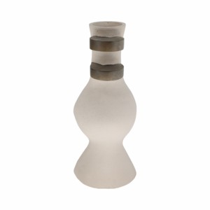 Vaso in ceramica moderno con accenti in legno per l'arredamento del soggiorno, elegante vaso per fiori da esporre in casa - Product Image 2