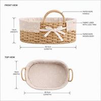 Panier tressé style rotin avec poignée, corbeille de rangement pour table basse de salon, boîte organisatrice pour collations et cosmétiques