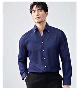 เสื้อเชิ้ตผู้ชายลำลอง แขนยาว สีน้ำเงินเข้ม น้ำหนักเบา สำหรับฤดูใบไม้ผลิ ปรับแต่งได้ ปักโลโก้ คุณภาพสูง - Product Image 1