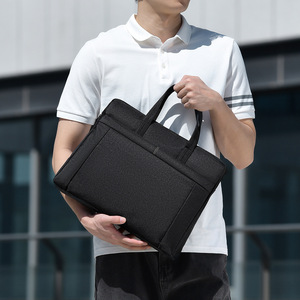Sac pour ordinateur portable imperméable en Oxford, mallette légère et minimaliste, grande capacité, pour hommes d'affaires, en cuir PU fin avec fermeture éclair - Product Image 5