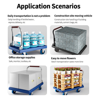 Chariot de manutention industriel robuste à quatre roues, chariot à plateforme pliable pour la logistique