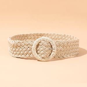 Женский плетеный пояс с круглой пряжкой - Product Image 2