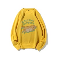Sweat-shirts à col rond en coton mélangé, impression personnalisée, chat mignon, vêtements de travail, prix bas, 300 GSM, 10 couleurs