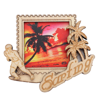 Aimants de réfrigérateur 3D en bois MDF personnalisés par le fabricant, motif tortue animale, île, mer, plage, souvenir en bois