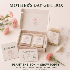 Scatola Regalo di Sapone con Semi e Fascia Decorativa, Biglietto di Ringraziamento, per la Festa della Mamma, Scatola Personalizzata Stampata all'Ingrosso - Product Image 1