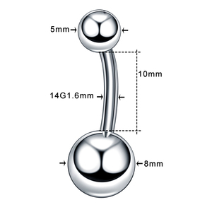 14g thép không gỉ đôi bóng bên ngoài ren rốn vòng sexy bụng nút vòng cơ thể piercing đồ trang sức - Product Image 3