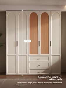 Crème française grande <span class=keywords><strong>armoire</strong></span> en bois massif Vintage <span class=keywords><strong>rotin</strong></span> moderne Simple <span class=keywords><strong>armoire</strong></span> de rangement pour <span class=keywords><strong>la</strong></span> maison chambre hôtels salon Villa - Product Image 3