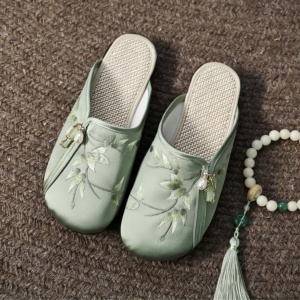 <span class=keywords><strong>Zapatos</strong></span> Casuales de Lino con Bordado de Flores de Ciruelo para Verano, Transpirables y Absorbentes del Sudor, para <span class=keywords><strong>Hombre</strong></span> y Mujer, con Entresuela de EVA Suave para Interiores - Product Image 4