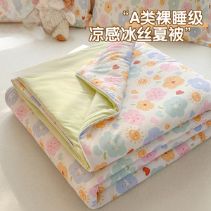 Cooling Ice Silk <b>Quilt</b> Summer 2026 <b>Single</b> Size Printed Home Use Polyester Cotton Bamboo Fiber Reactive Dyeing - Product Image 3