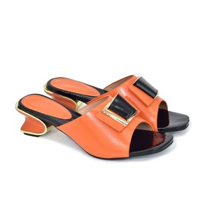 Eleganti <span class=keywords><strong>sandali</strong></span> con <span class=keywords><strong>tacco</strong></span> alto in pietra a punta aperta arancione per donna taglie forti traspiranti per uso quotidiano o matrimoni estivi stile Sexy - Product Image 1