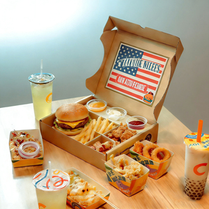 Scatola di Carta Personalizzata per Alimenti, Piccola Scatola Pieghevole in Cartone per Hamburger, Patatine Fritte, Sandwich da Asporto con Logo Stampato - Product Image 4
