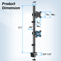 Support d'écran double pour 2 écrans de 32 pouces max Support d'écran vertical de 32 pouces Support d'écran d'ordinateur Bras de moniteur