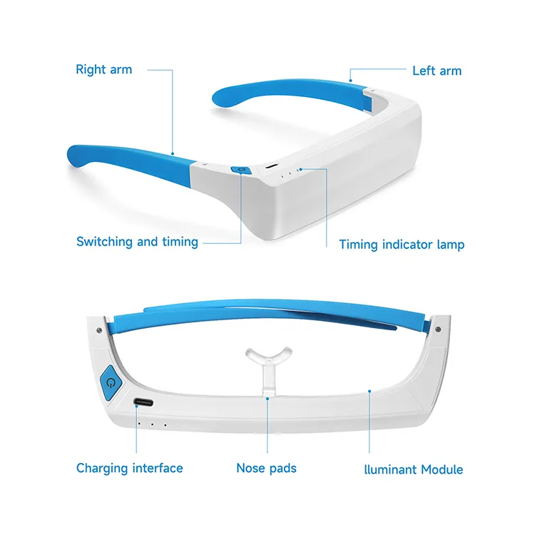 led 3 light therapy ease nausea eye glasses portable wearable light t