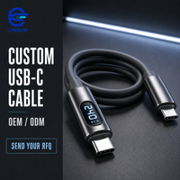 Kabel USB C ke C LUNG KAY 240W 5A dengan Layar Digital untuk Laptop, Ponsel, Tablet, Custom OEM ODM Pabrik