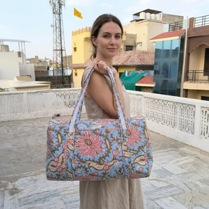 Wholesale Eco-Friendly Cotton Quilted Duffle <b>Bag</b> Large <b>Weekender</b> Travel Shoulder Women Stylish <b>Lady</b> Vintage ZIP Close Summer <b>Bag</b> - Product Image 1