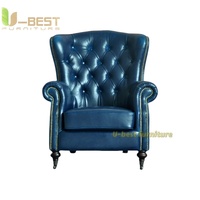 Fauteuil Chesterfield en similicuir de style américain U-Best, fauteuil capitonné à un seul siège pour hôtel, KTV, café, bureau et bar à whisky