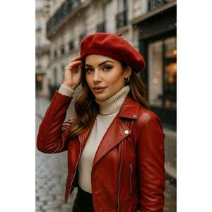 Béret en feutre noir pour femme, béret de peintre 1101 - Product Image 4