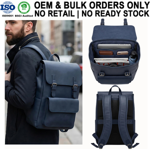 Zaino <span class=keywords><strong>in</strong></span> <span class=keywords><strong>Pelle</strong></span> Vegana Opaca Artigianale Personalizzato per <span class=keywords><strong>Uomo</strong></span> con Chiusura a Patta per Affari e Stile di Vita - Product Image 1