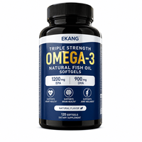 EKANG Triple Force Oméga-3 Huile de Poisson en Gélules 1200mg EPA 900mg DHA Saveur Naturelle 120 Gélules Complément Alimentaire