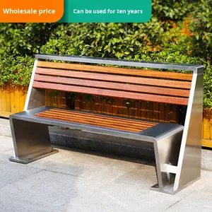 Banco de parque al aire libre de madera maciza de estilo europeo, asiento de respaldo anticorrosión para Patio, silla de ocio doble moderna para patio de Metal - Product Image 2