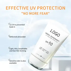 개인 상표 한국 Sunblock SPF 50 자연 유기 보호 피부 Moisturizer UV 선스크린 OEM