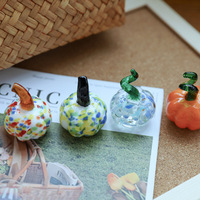 Artisanat en verre très vendu, créatif, mignon, en forme de petite citrouille, designs multicolores, décoration de table en verre, cadeau décoratif, citrouille