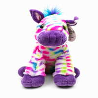 Peluche Zèbre Tie-Dye Arc-en-Ciel 18cm, Animal en Peluche Coloré, Poupée Zèbre Assise, Peluche Douce pour Cadeau Enfant