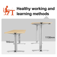 Table de bureau d'ordinateur de bureau réglable en bois massif avec double moteurs cachés modernes, cadre en acier, élévateur électrique ergonomique