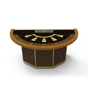 Mesa de póker del Caribe de lujo, mesa de póker de cuero impermeable, Blackjack medio redondo