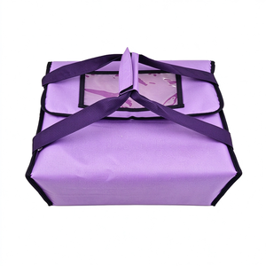 Sac de livraison de pizza isotherme ultra-fin en polyester 600D imperméable à motif léopard rouge, durable, avec poche avant zippée et logo - Product Image 3