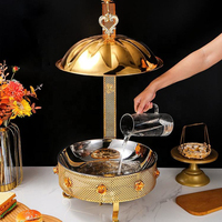 Luxuriöses 8L Gold Edelstahl Chafing Dish Buffet-Set mit Hängedeckel Buffet-Speisenwärmer für Hotel Restaurant Buffet