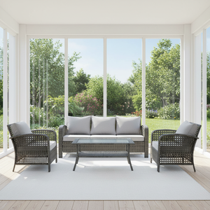 Conjunto de Muebles de <span class=keywords><strong>Jardín</strong></span> Modernos para Exteriores, Terraza de Hotel o Villa, Sofá de Ratán - Product Image 1