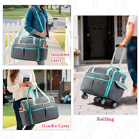 Sac de transport pliable et robuste pour machine à coudre, personnalisé en usine, entièrement ouvrable, avec roulettes, fermeture éclair et compartiment amovible pour broderie