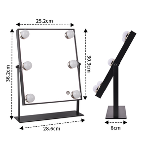 <span class=keywords><strong>Espejo</strong></span> de Escritorio Cuadrado Moderno Personalizado con <span class=keywords><strong>Marco</strong></span> Metálico Giratorio, Luz LED a Pilas y Brillo Ajustable para Uso en Tocador - Product Image 4