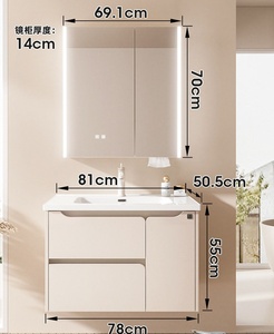 Mueble de Baño Moderno de Cerámica Inteligente de Una Pieza, Montado en la Pared, con Espejo con Iluminación Inteligente para Apartamentos y Villas Pequeñas - Product Image 4