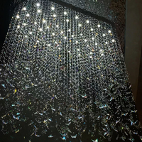 Lustre LED Papillon en Cristal K9 de Luxe Moderne, Design pour Hall d'Hôtel, Décoration Intérieure, Longue Suspension Plafond, Grande Lampe Suspendue Personnalisée