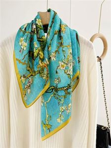 68x68cm Vintage Silk <b>Square</b> <b>Scarf</b> for Women Floral Printed Customizable Color & Design Hand Rolled Edge Multi-Functional - Product Image 4
