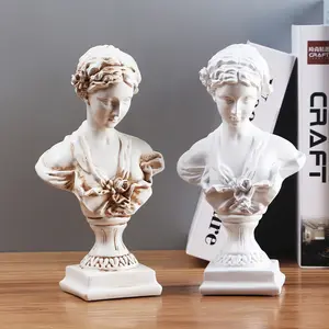 European Retro White Girl Head Home Decoration Creative Living Room Ornaments Statue Resin Crafts