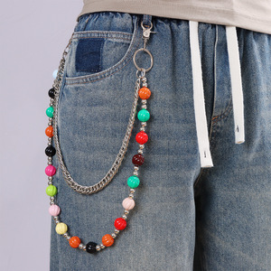 Chaîne de taille Yueli Cheese Cube colorée double couche, chaîne de corps unisexe décontractée en alliage de zinc pour pantalon en jean style Hip Hop, en stock - Product Image 3