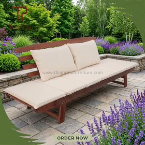 Contemporary Modern Acacia Wood Durable Garden Chair Powder Coated Aluminum Frame Outdoor Farmhouse Outdoor Garden Use Handmade - Product Image 3