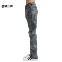 Fabricant de jeans sur mesure, jeans streetwear, jeans en denim épais ciré, jeans déchirés, jeans évasés pour hommes