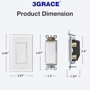 Ul được liệt kê 120/277V trang trí mái chèo Rocker chuyển đổi thay thế trắng Tường Ánh Sáng Thiết bị chuyển mạch khu dân cư - Product Image 2