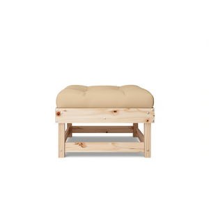 Pine Wood Patio Footstool With <b>Cushion</b> Elegant <b>Outdoor</b> <b>Bench</b> Modern Design - Product Image 1