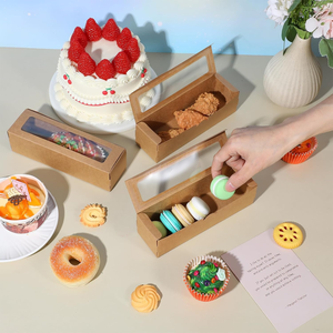 กล่องมาการองแบบมีหน้าต่างใส กล่องขนมอบ กล่องคุกกี้ กล่องบรรจุภัณฑ์ทรงสี่เหลี่ยมผืนผ้าสำหรับใส่โดนัท โกโก้ ทรัฟเฟิล และของหวานต่างๆ - Product Image 6