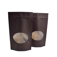 Sacs en Mylar noirs auto-scellants personnalisés avec fenêtre transparente, sacs en papier kraft pour pop-corn, pochettes autoportantes pour l'emballage alimentaire