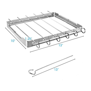 7pcs <strong>Skewer</strong> and Foldable Grill Rack Set Heavy Duty Stainless Steel Barbecue <strong>Skewer</strong> Shish Kabob Set - Product Image 5