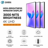 Écran d'affichage suspendu pour fenêtre, lisible en plein soleil, ultra-fin, haute luminosité, 4K Ultra HD, revêtement AG, signalisation numérique LCD