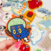 Llavero Personalizado con Logotipo, Tejido en Cuero PU, Bordado, con Diseño de Panda y Perro, para Mochilas, Regalo